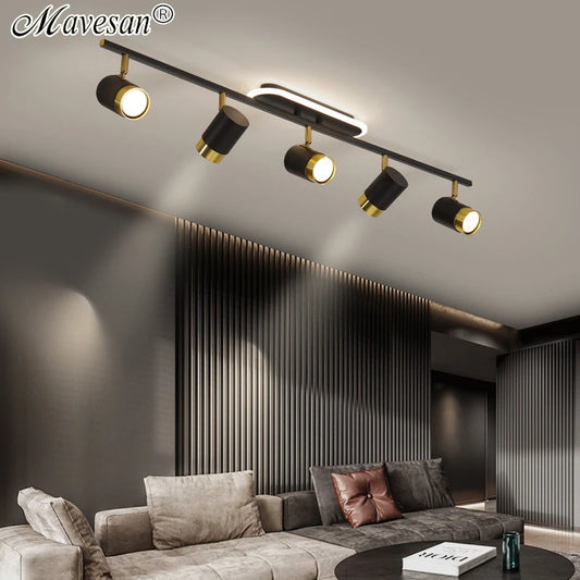 Nordic LED Chandelier with Spotlights – Sleek Strip Ceiling Lamp for Living Room, Bedroom & Balcony