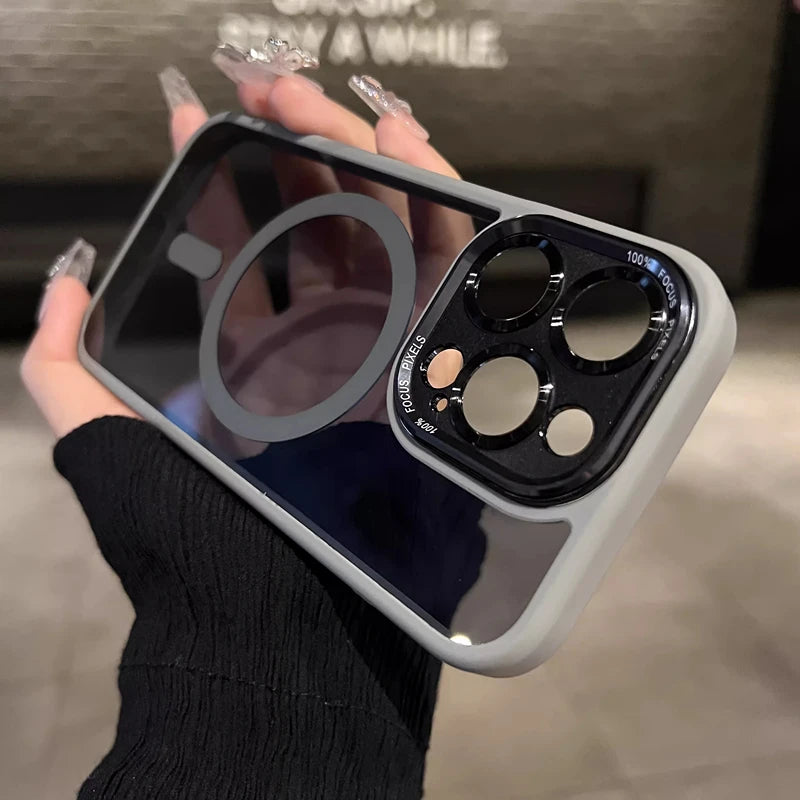 Crystal Clear & Shockproof: Luxury Acrylic Magnetic Case for iPhone 16, 15, 14 Plus & 16 Pro Max
