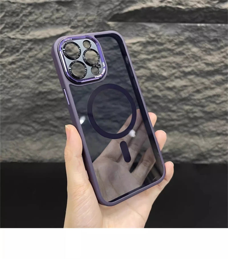 Crystal Clear & Shockproof: Luxury Acrylic Magnetic Case for iPhone 16, 15, 14 Plus & 16 Pro Max