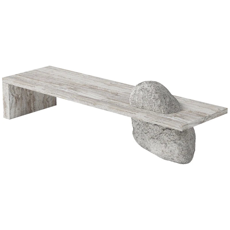 Wabi Sabi Zen Tea Table With Minimalist Marble Desk for Living Room, Office & Meditation Spaces