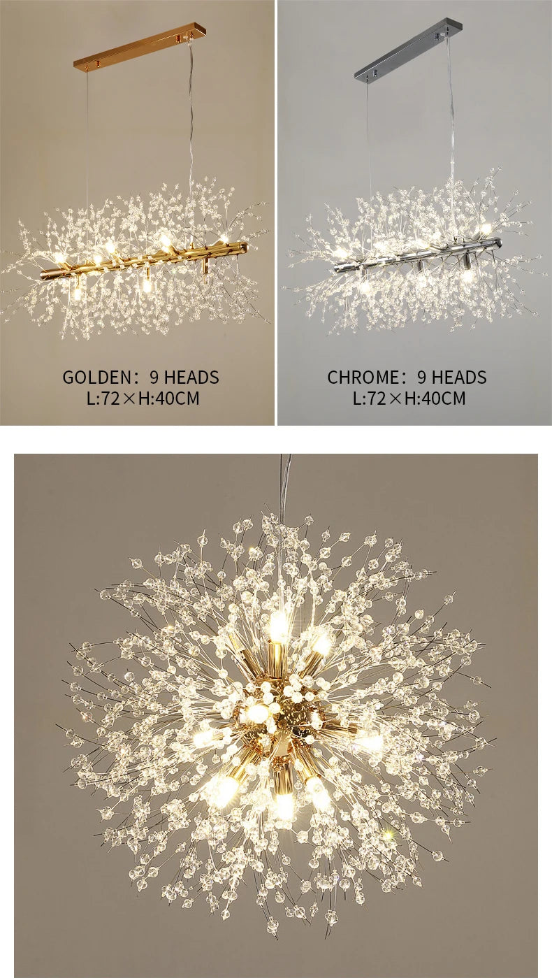 Dandelion Crystal Chandelier – Perfect for Stylish Bedrooms & Dining Areas!