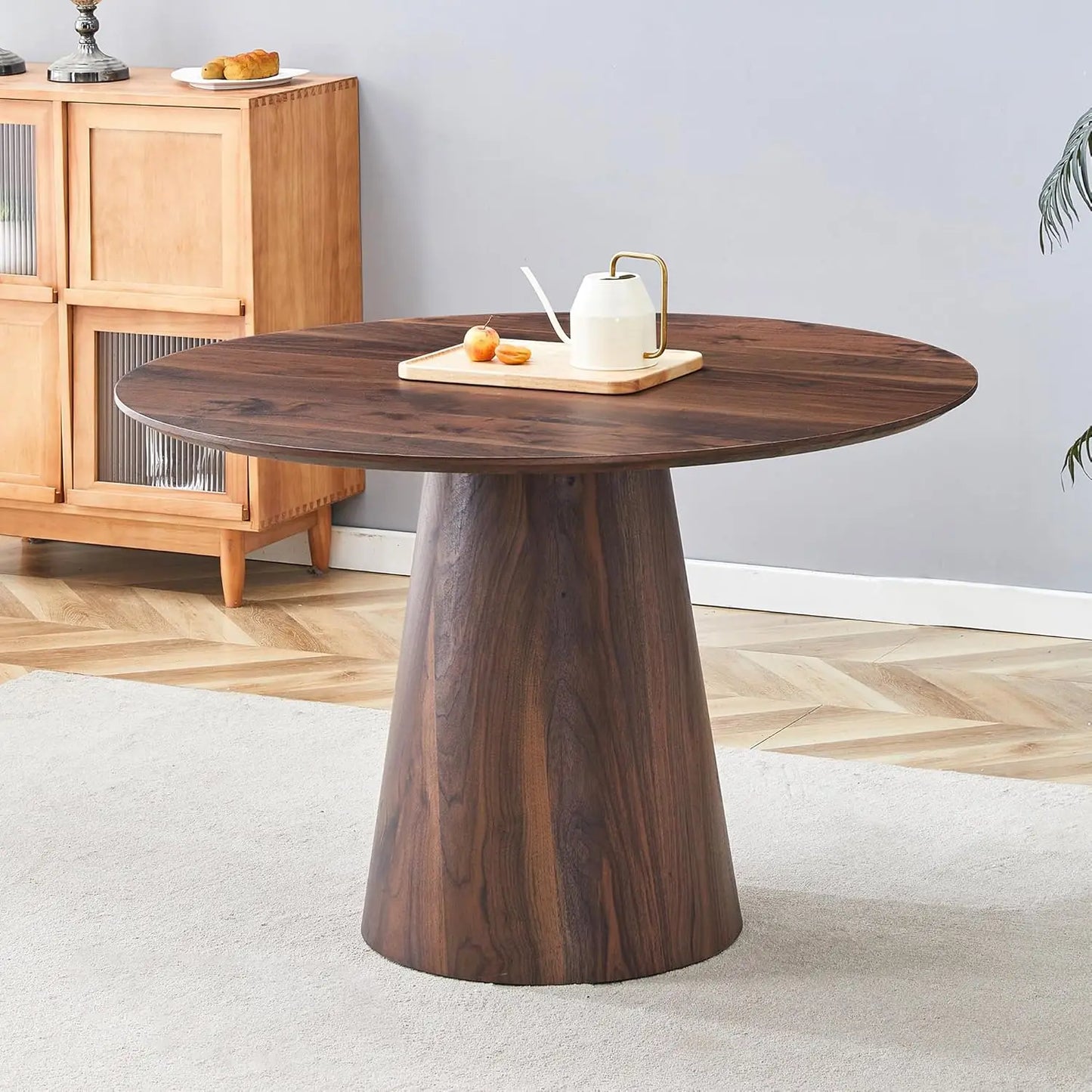 Luxury Wood Texture Round Dining Table Perfect for Kitchens, Dining Rooms & Apartments