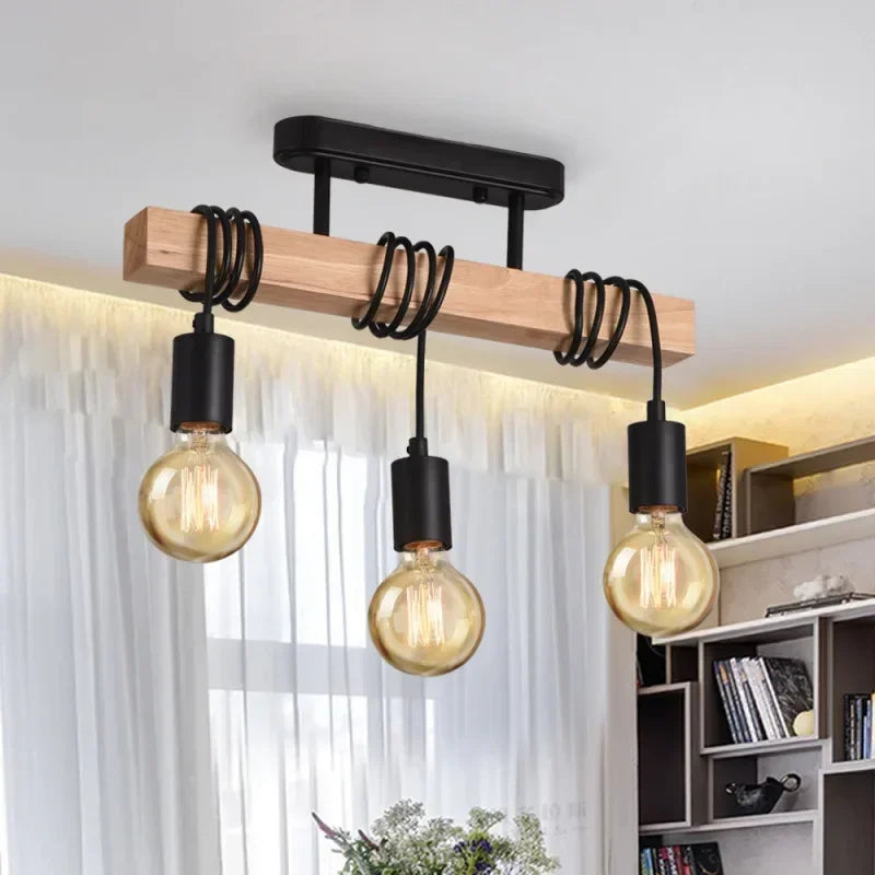 Rustic Winding Wood Chandelier for Bedroom, Dining & Living Rooms