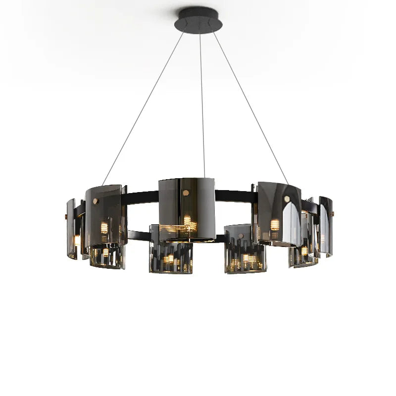 Modern Amber Smoky Glass Chandelier - Luxury Lighting for Dining, Living, and Bedroom Spaces