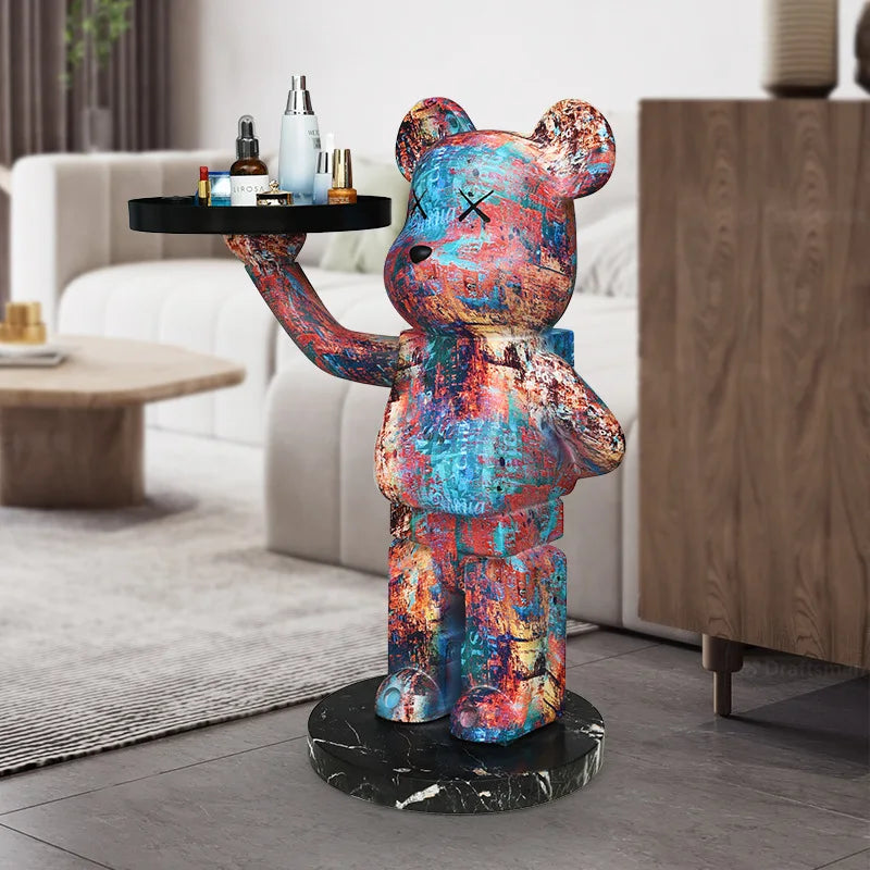 Nordic Bear Tray Coffee Table: Creative Storage & Soft Décor for Your Living Room