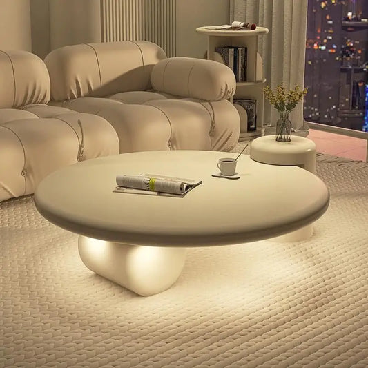 Nordic Minimalist Cream Coffee Table – Modern Designer Living Room Accent Table