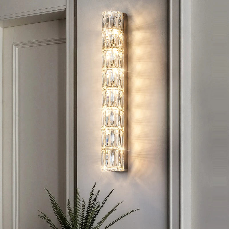 Modern Stainless Steel Luxurious Crystal Wall Lamp