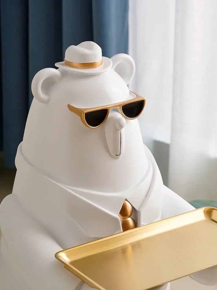 Large Resin Polar Bear Sculpture – Nordic Home Decoration & New Year Gift Idea