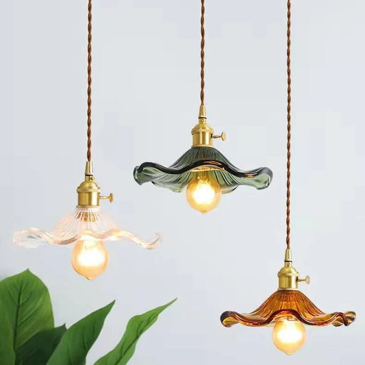 Brighten Up Your Space: Vibrant LED Pendant Light with Colorful Glass & Copper - Perfect for Bedrooms, Living Rooms, and Bars