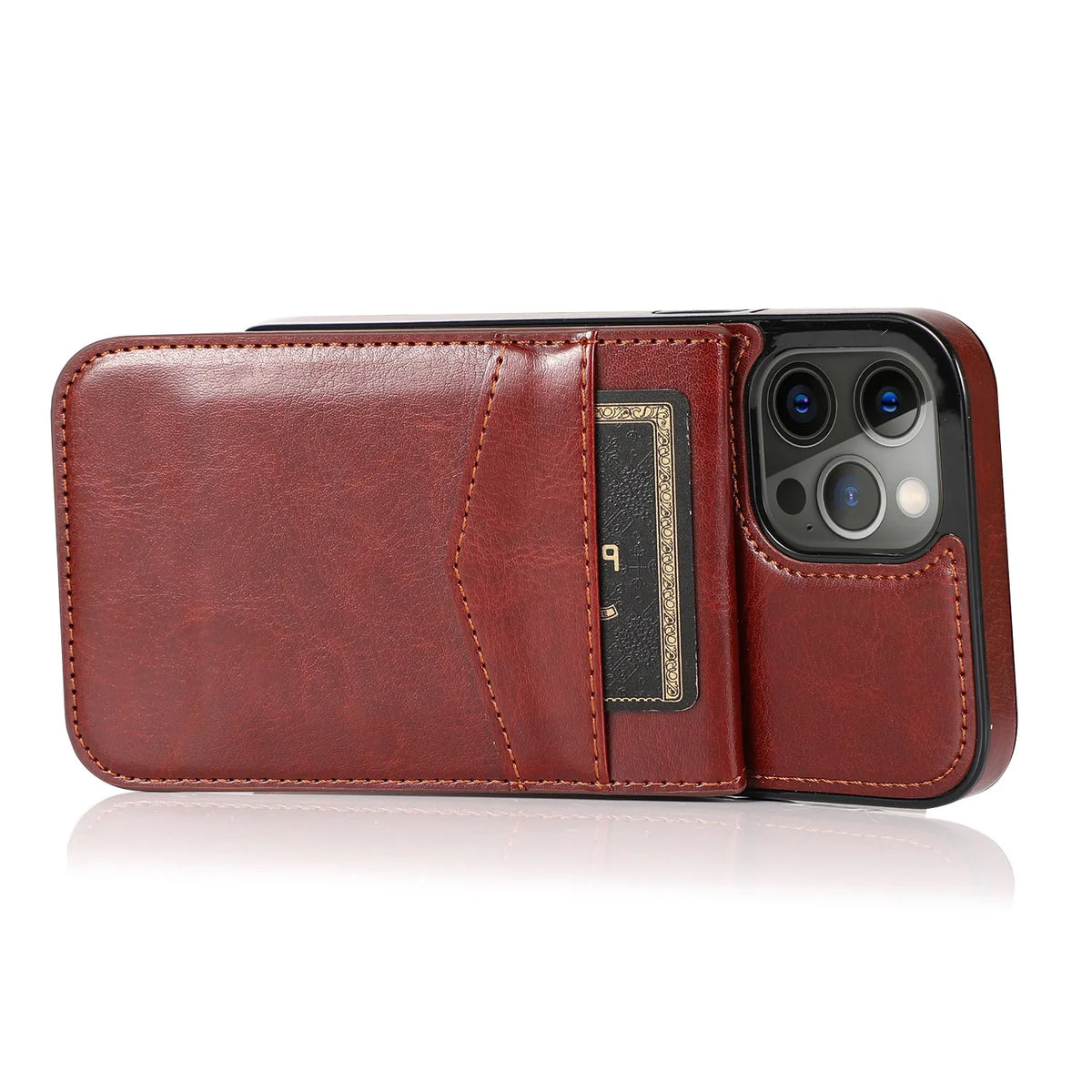 Premium Leather Wallet Case Flip Cover with Kickstand,Credit Card Holder for iPhone 8-14 Series