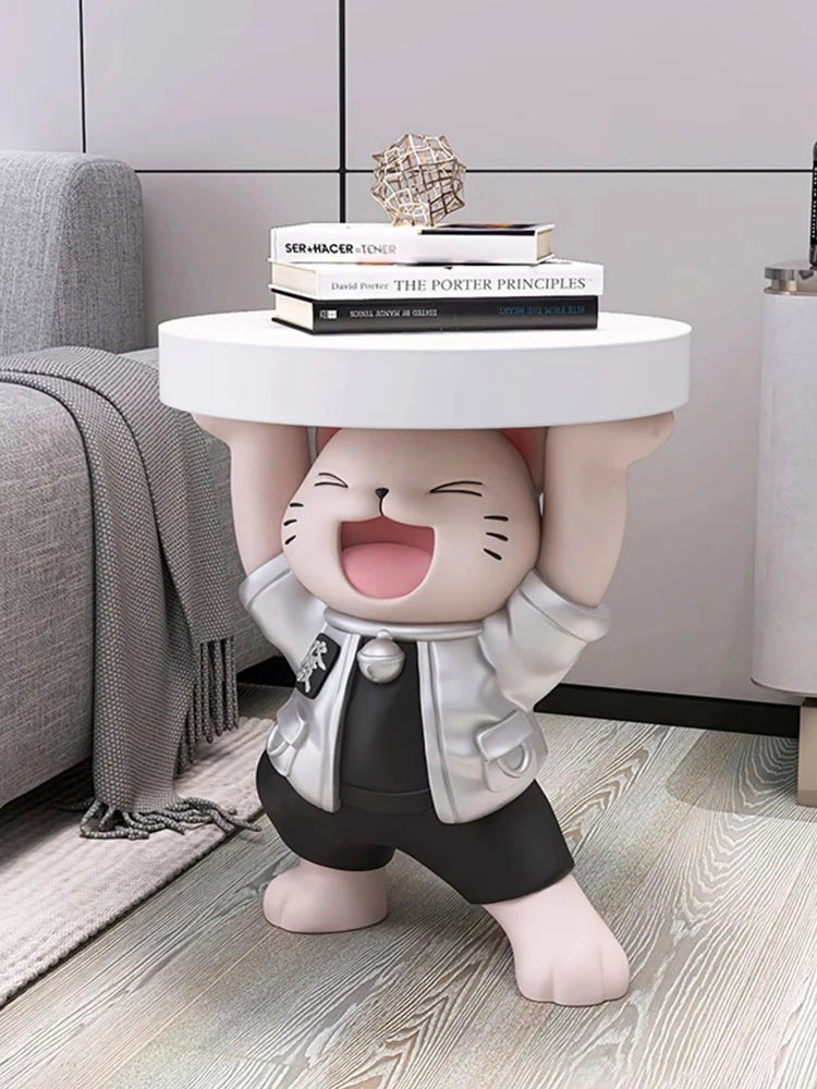 Unique Home Decor Side Table – Artistic Animal Sculpture Furniture for Living Room