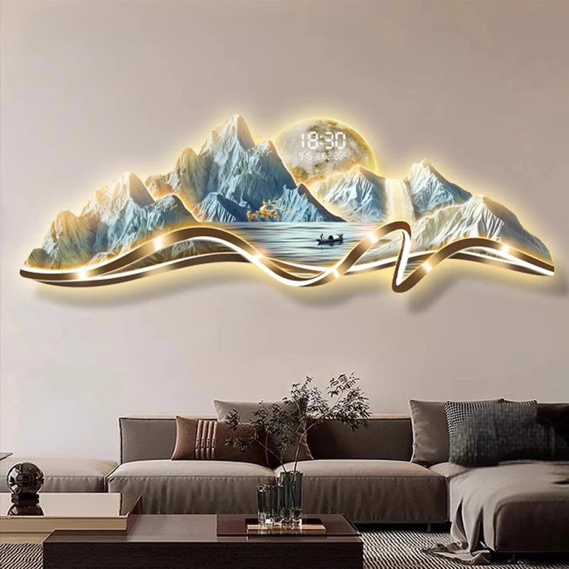 Gold Metal Wall Clock Luxury Aesthetic Wall Art with Creative Silent Mechanism