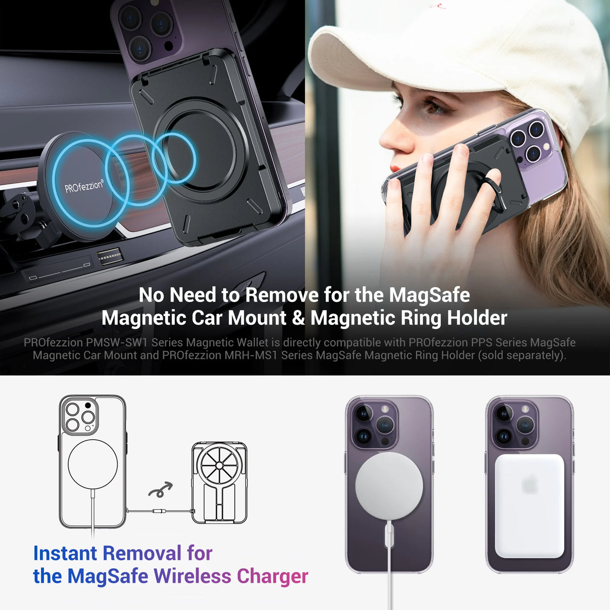 Ultimate Magnetic Wallet & Card Holder: RFID-Blocking Protection for iPhone 14/15 Pro & Pro Max, 13 Pro/Pro Max, 12, and 11 with MagSafe!