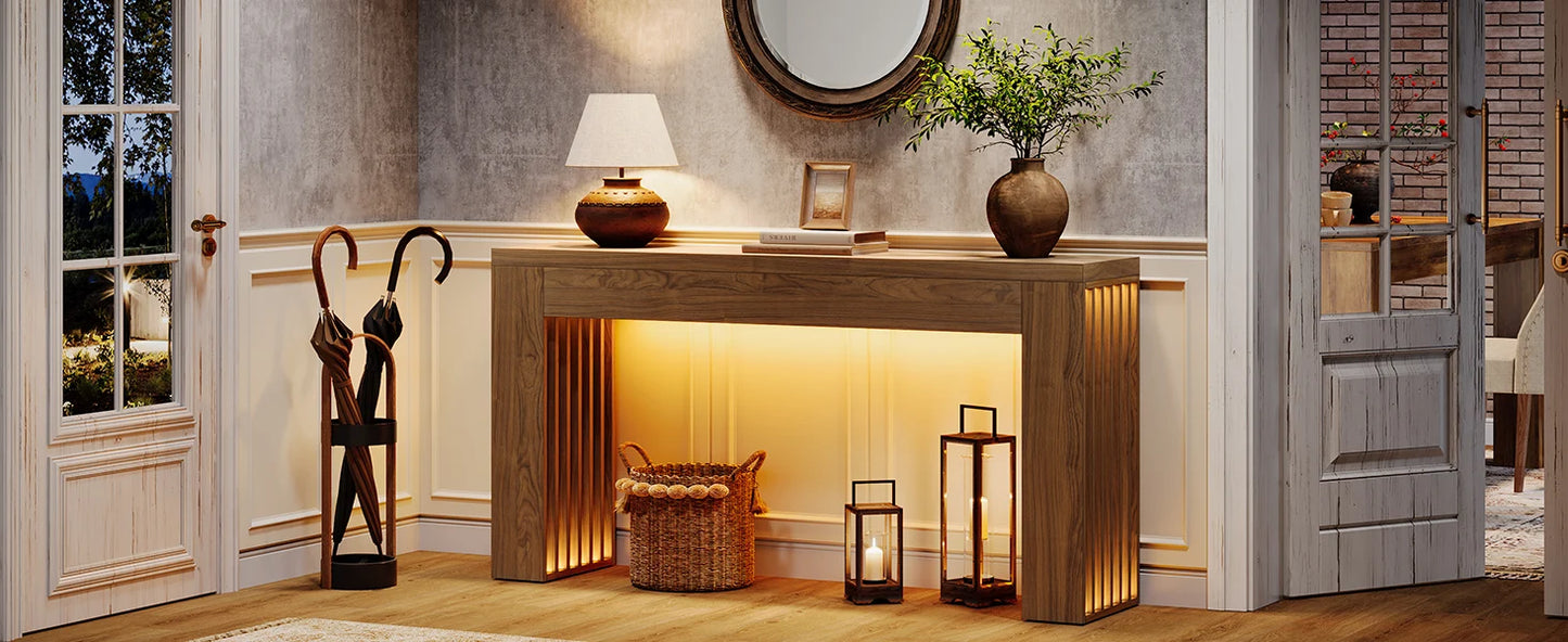 Modern Farmhouse Entryway Table with Stylish Vertical Legs Perfect for Hallways & Foyers