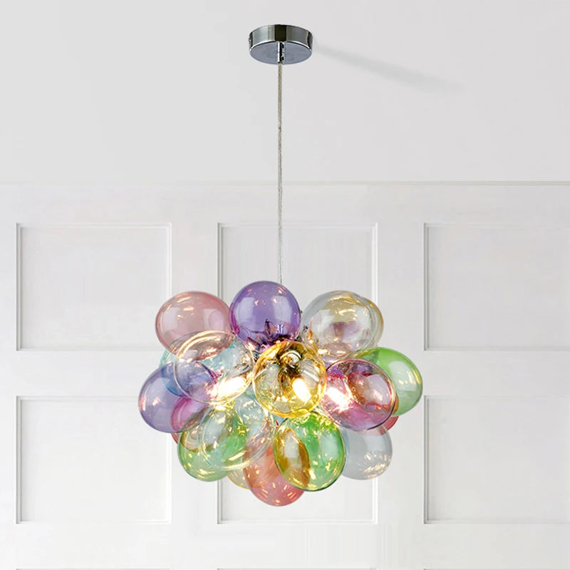 Post-Modern Colorful Glass Ball Chandeliers by SANDYHA – Chic Pendant Lamps for Living Rooms & Bedrooms!