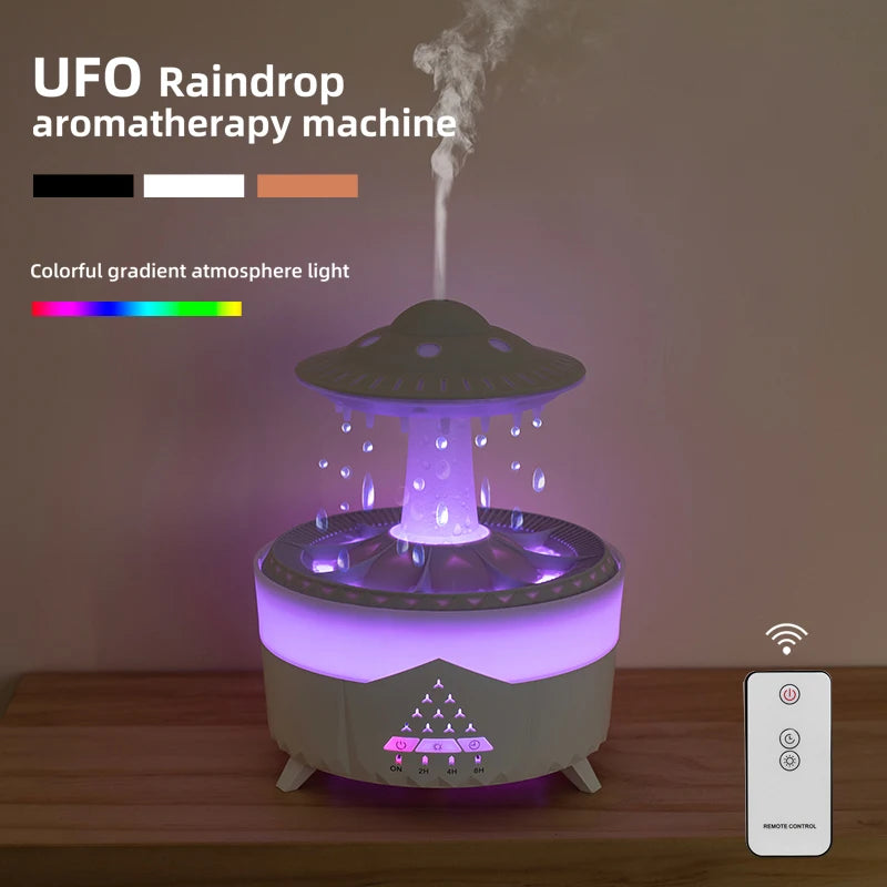 Enchanting Rain Cloud Humidifier & Essential Oil Diffuser: 350ml with 7-Color Night Lights & Remote Control!