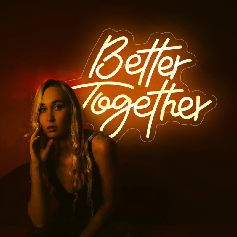Better Together LED Neon Sign: Perfect Wall Decor for Engagements & Weddings!