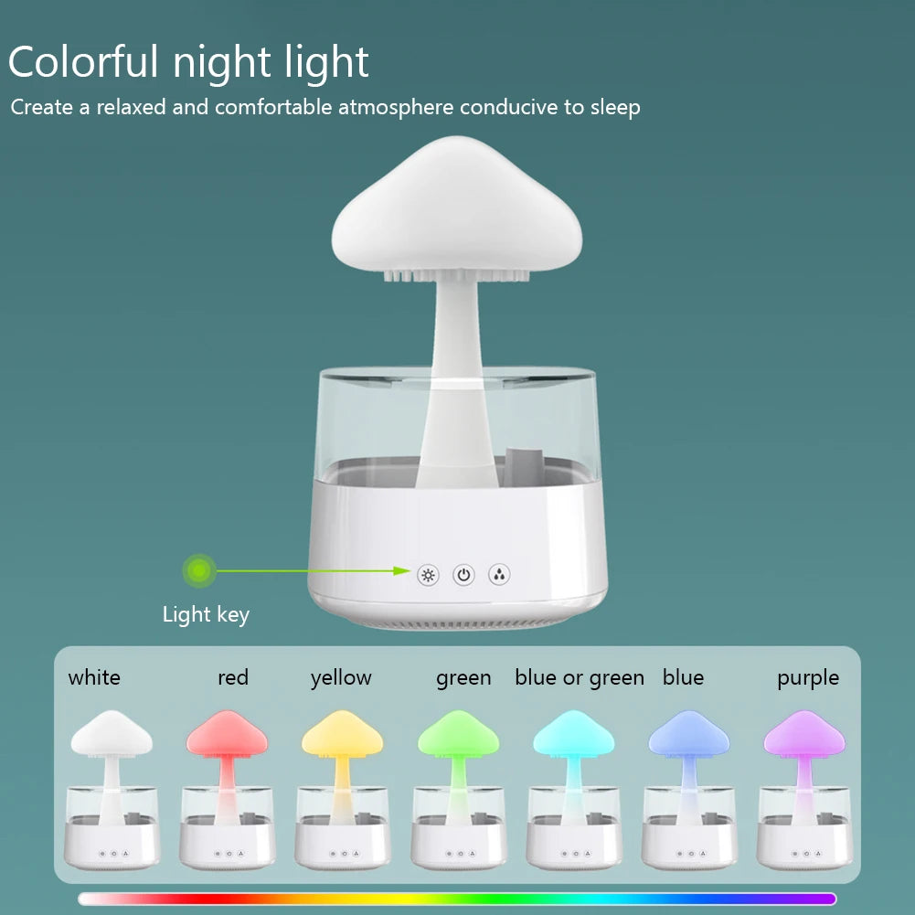 Tranquil Mushroom Air Humidifier & Aromatherapy Lamp – Calming Rain Cloud Diffuser with Soothing Water Sounds & Night Light!