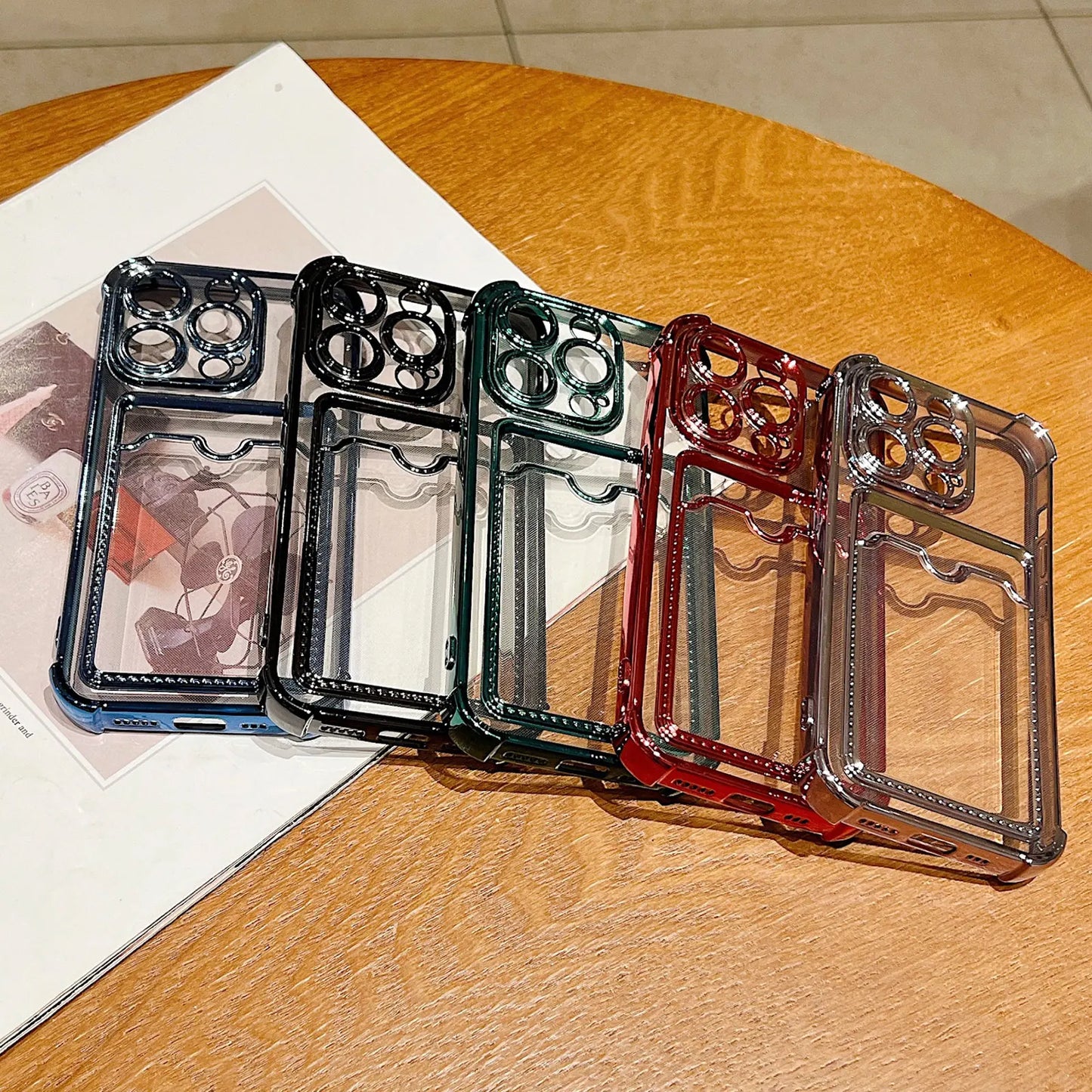 Sleek & Stylish Transparent Plating Phone Case: Soft Silicone Shockproof Wallet for iPhone 15/14/13/12/11 Pro Max Plus!