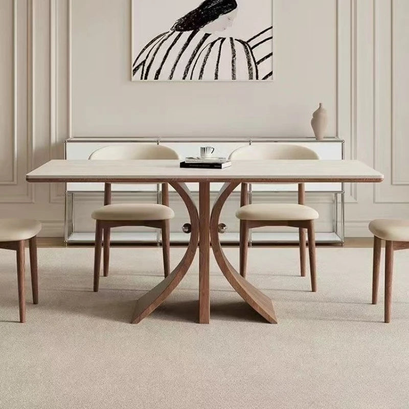 Luxury Solid Wood Rock Slab Dining Table Modern for Modern Luxury Interiors