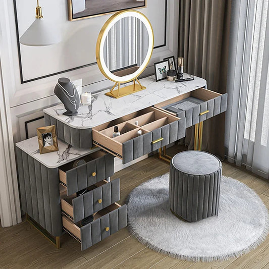 3-in-1 Luxury Nordic Dresser with LED Mirror – Perfect for Small Apartments