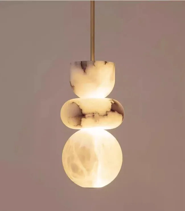 Modern Art Spanish Marble Pendant Light Minimalist Alabaster Chandelier for Luxury Villas & Kitchens