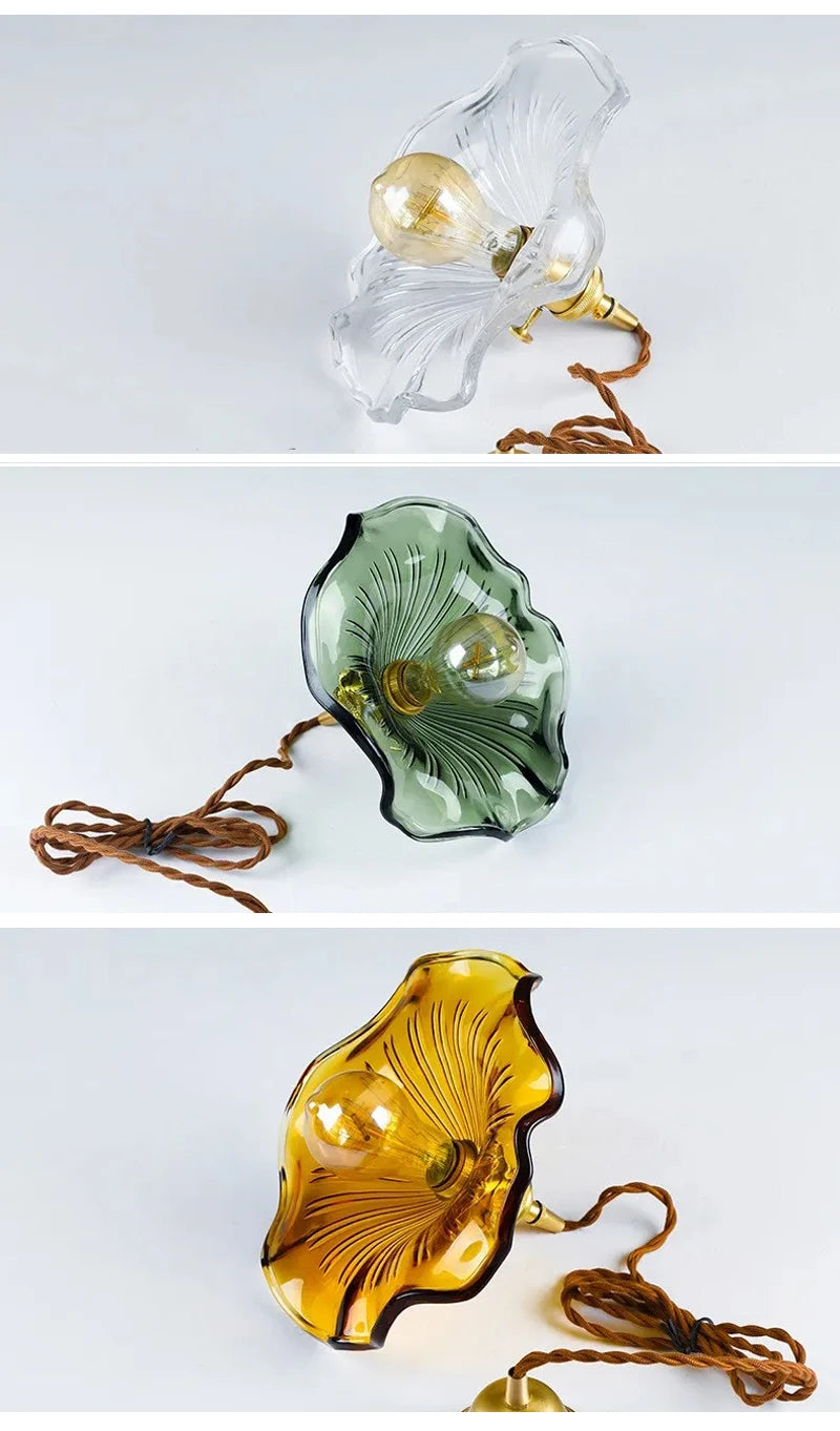 Brighten Up Your Space: Vibrant LED Pendant Light with Colorful Glass & Copper - Perfect for Bedrooms, Living Rooms, and Bars