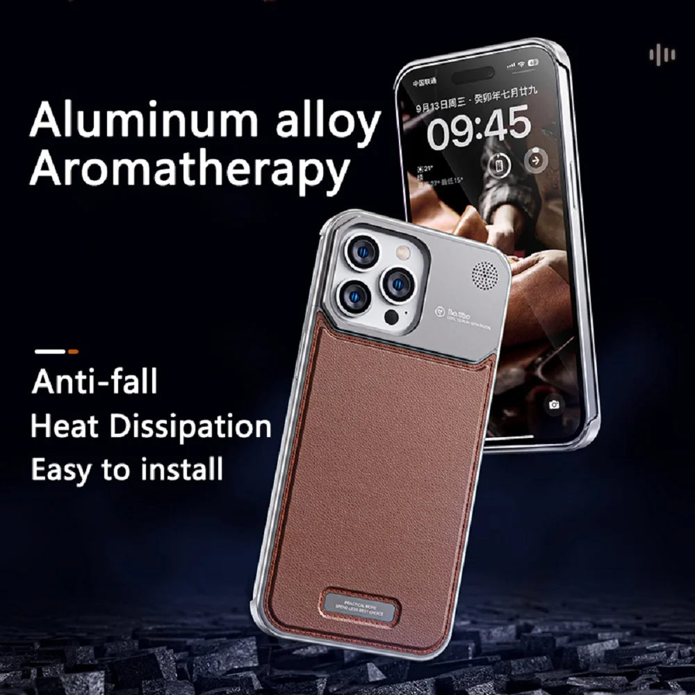 Luxury Meets Aromatherapy: Elegant Aluminum Alloy Perfume Infusion Phone Case for iPhone 15, 14, & 13 Pro Max!