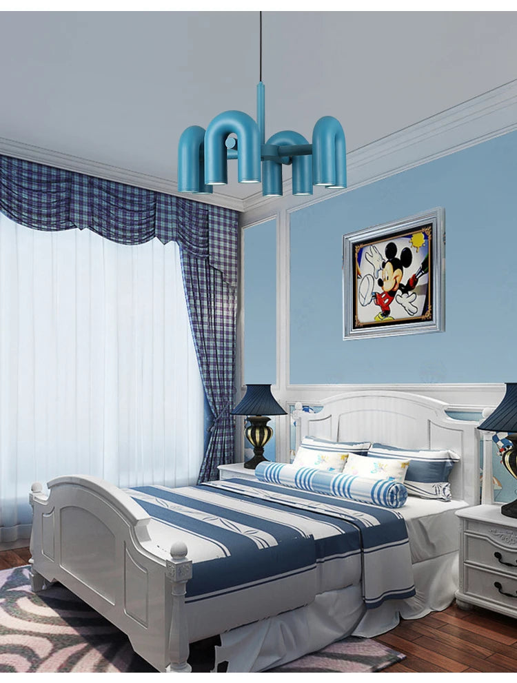 Modern U-Shaped Chandelier Minimalist Pendant Lamp for Kid's Rooms, Living Room & Bedroom Decor