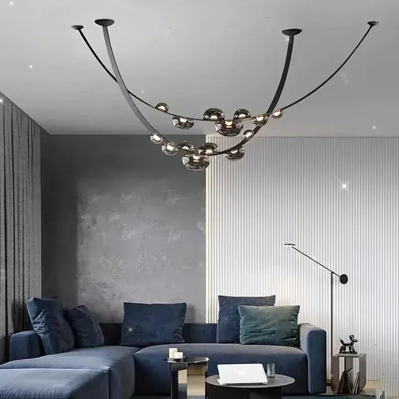 Nordic Leather Pendant Light LED Glass Chandelier for Living Rooms