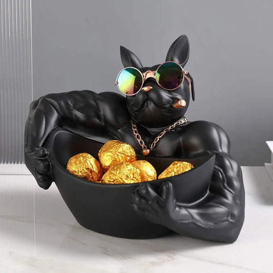 Stylish Bulldog Resin Figurine – Decorative Dog Statue & Functional Storage Box