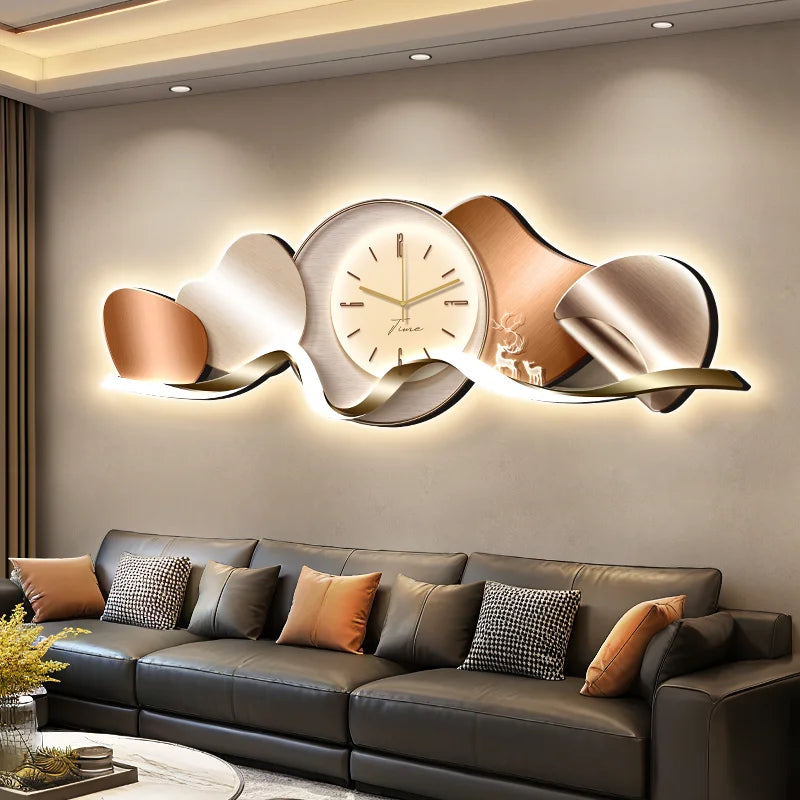 Creative 3D Wall Lamp with Clock – Luxury Home Decor for Living Room & Sofa Background