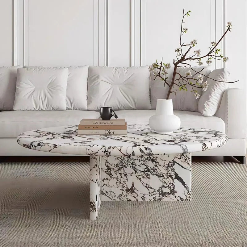 Carrara Marble Coffee Table – Heavy Duty Modern Center Table for Sofa & Living Room