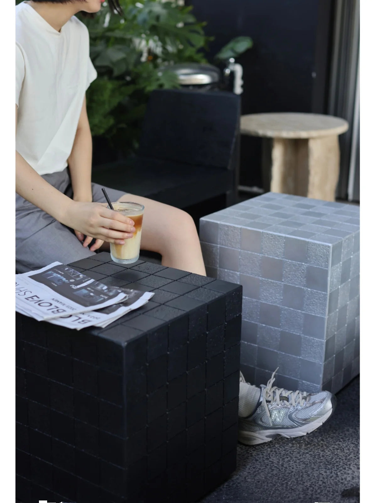 Sleek & Chic: Modern Minimalist Magnesium Oxide Coffee Table - The Magic Cube Design for Living Rooms, Bedrooms & Cafés!