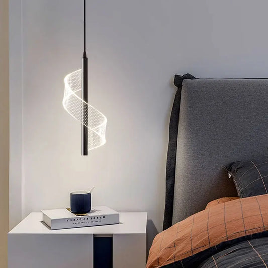 Sleek & Stylish Spiral LED Hanging Lamp Perfect for Bedrooms & Living Rooms