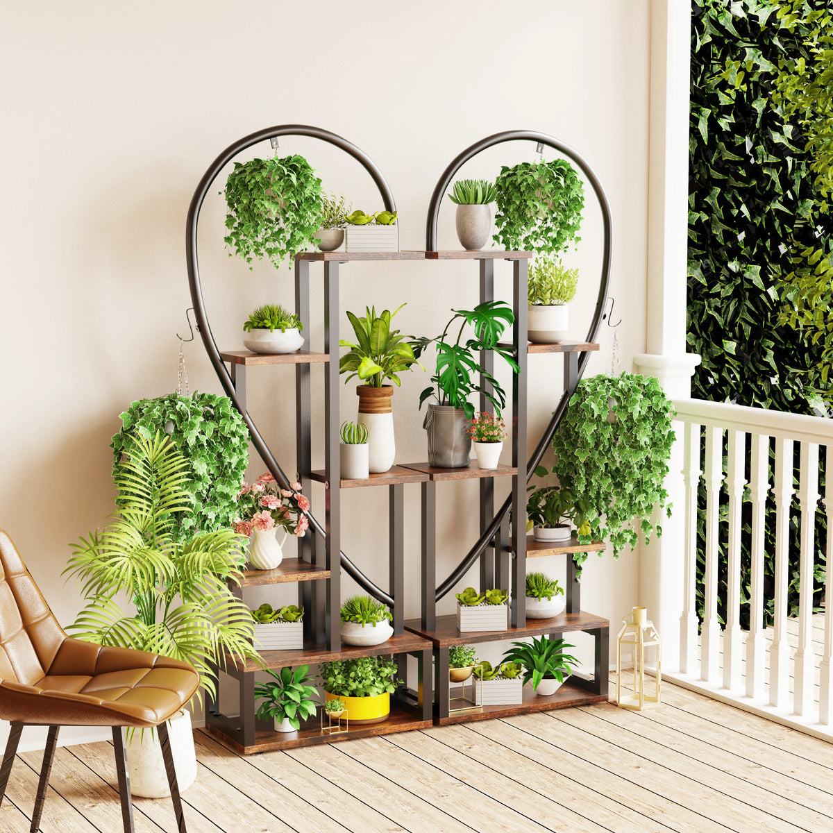 Heartfelt Elegance: 6-Tier Metal Plant Stand – Creative Half Heart Ladder Shelf for Indoor Plants
