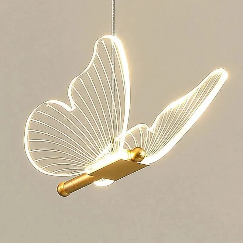 Butterfly LED Pendant Lamp Artistic Hanging Light for Bedroom, Bedside & Staircase Decor