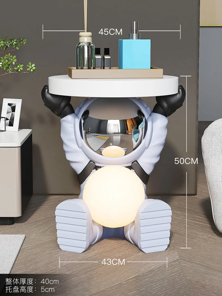 Galactic Charm: Modern Astronaut Side Table for Stylish Interiors!"