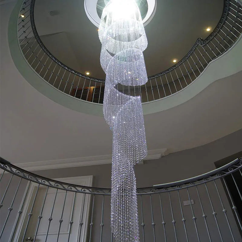 Luxury LED Crystal Spiral Chandelier with Dazzling Droplight