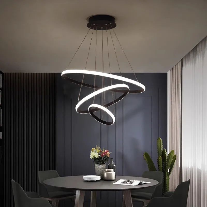 Sleek Nordic Chandelier Ideal LED Lighting for Dining Tables & Living Rooms
