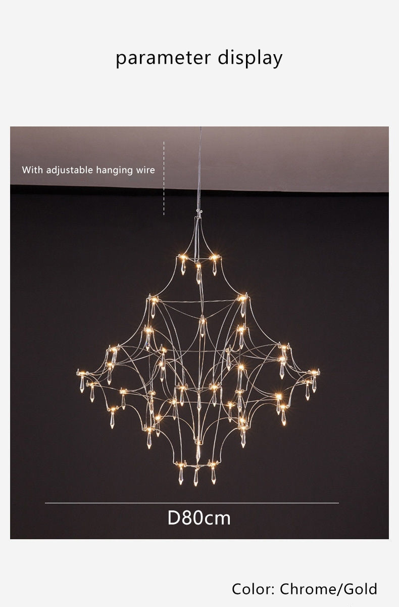 LED Crystal Chandelier: Modern Hanging Light for Living, Dining, and Bedroom Spaces