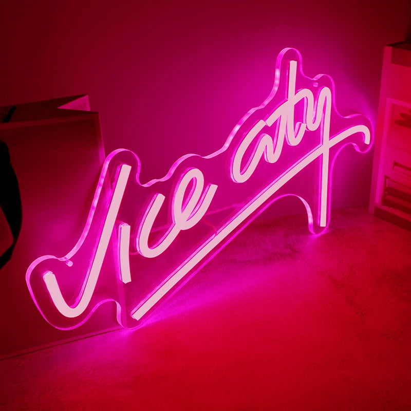 Vibrant Pink Neon Sign: Vice City LED Light for Ultimate Bedroom and Game Room Vibes!