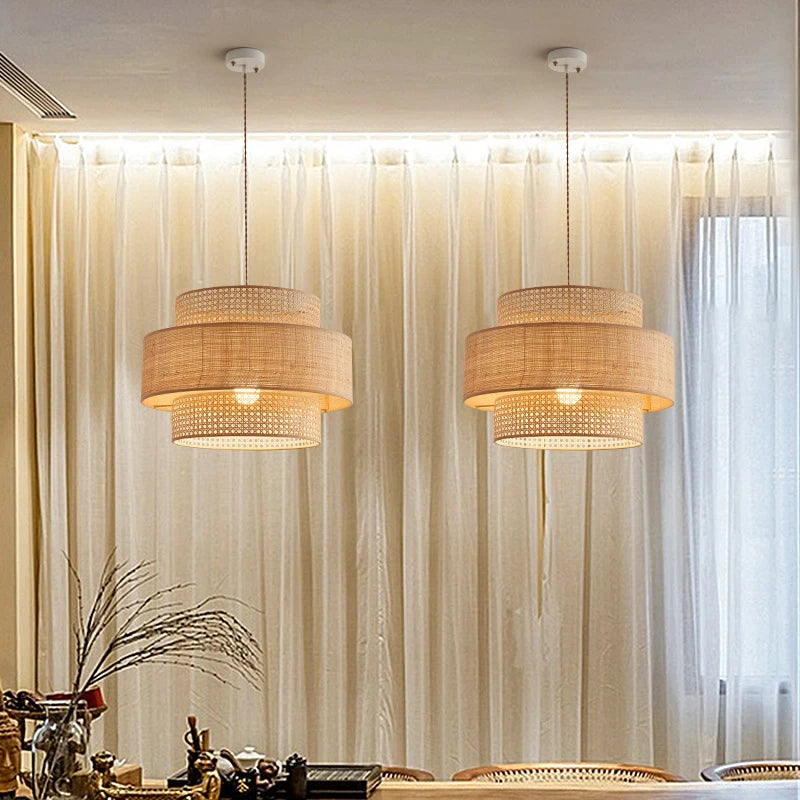 Rattan Chandelier for Kitchen, Dining Room, or Restaurant