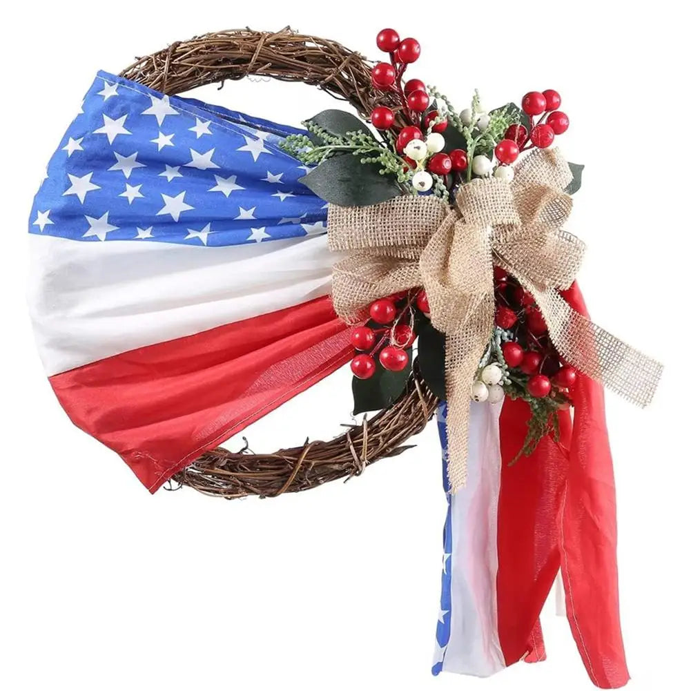 NEW 4th Of July Handmade Garland Wall Door Hanging (Wreath)