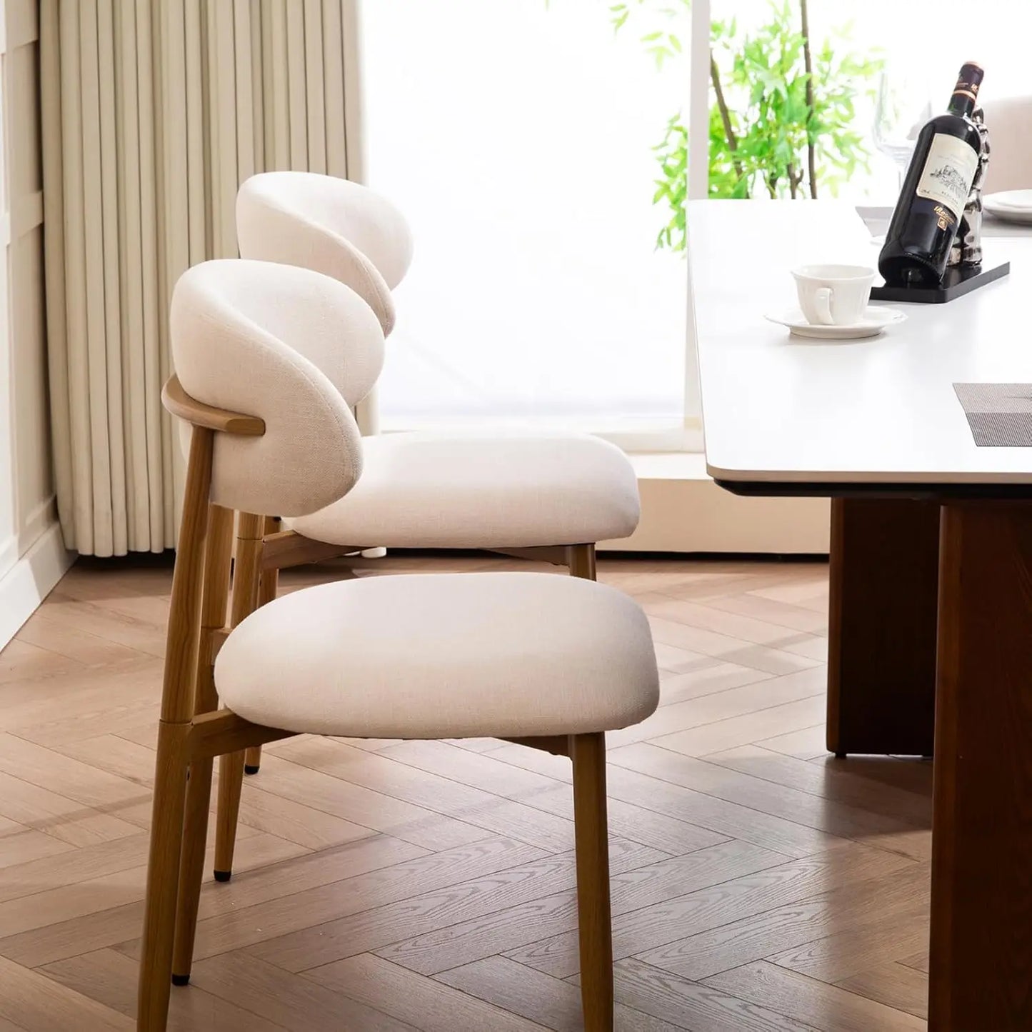 Modern Fabric Upholstered Dining Chairs Set of 4 for Kitchen & Dining Spaces