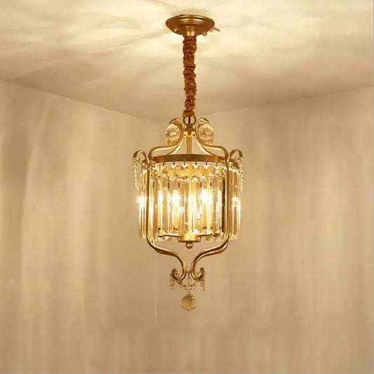 Stylish Small Crystal Chandelier Gold & Black Lustre Lighting for Bedroom & Study