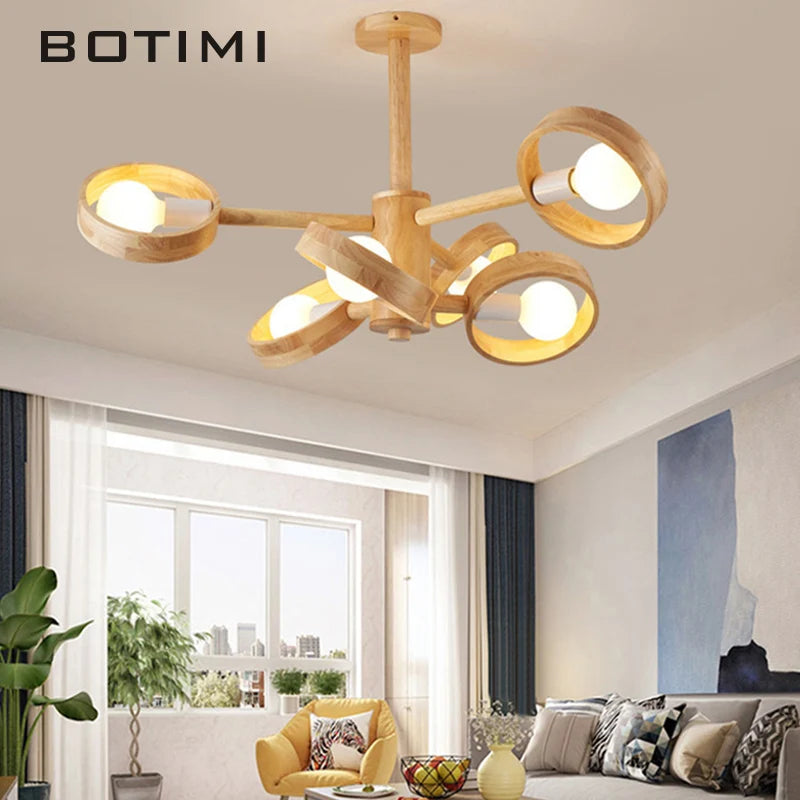 BOTIMI Solid Wood Chandelier for Living Rooms and Bedrooms!