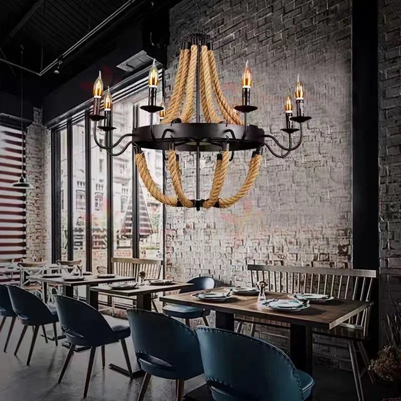 Retro Hemp Rope Lighting Ideal For Restaurants & Lofts