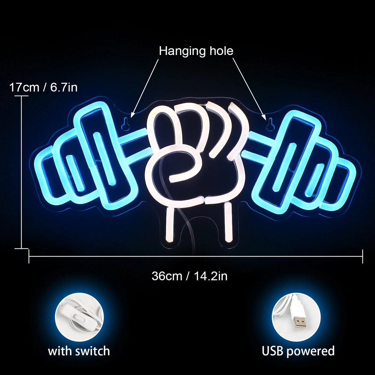 Lift Your Spirit: Barbell Weightlifting Neon Sign - Dumbbell LED Light for Gym Wall Decor & Fitness Gifts!