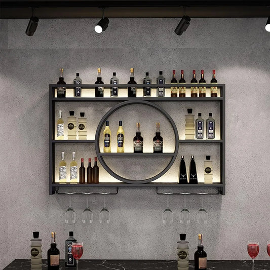 Mini Bar Wine Rack – Wall-Mounted Liquor Display & Kitchen Storage Shelf